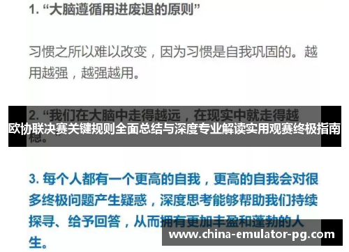 欧协联决赛关键规则全面总结与深度专业解读实用观赛终极指南